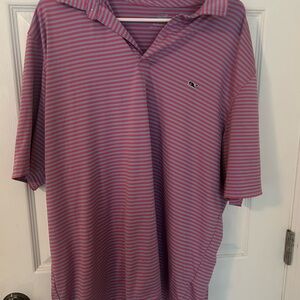 Vineyard Vines Men’s Pink & Light Blue Striped Polo